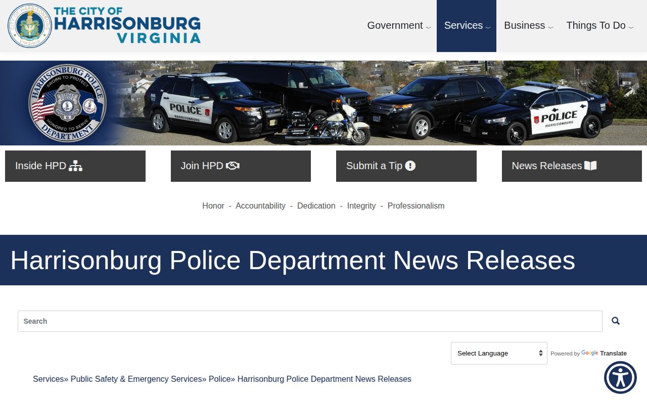 Harrisonburg City police news-release record archive
